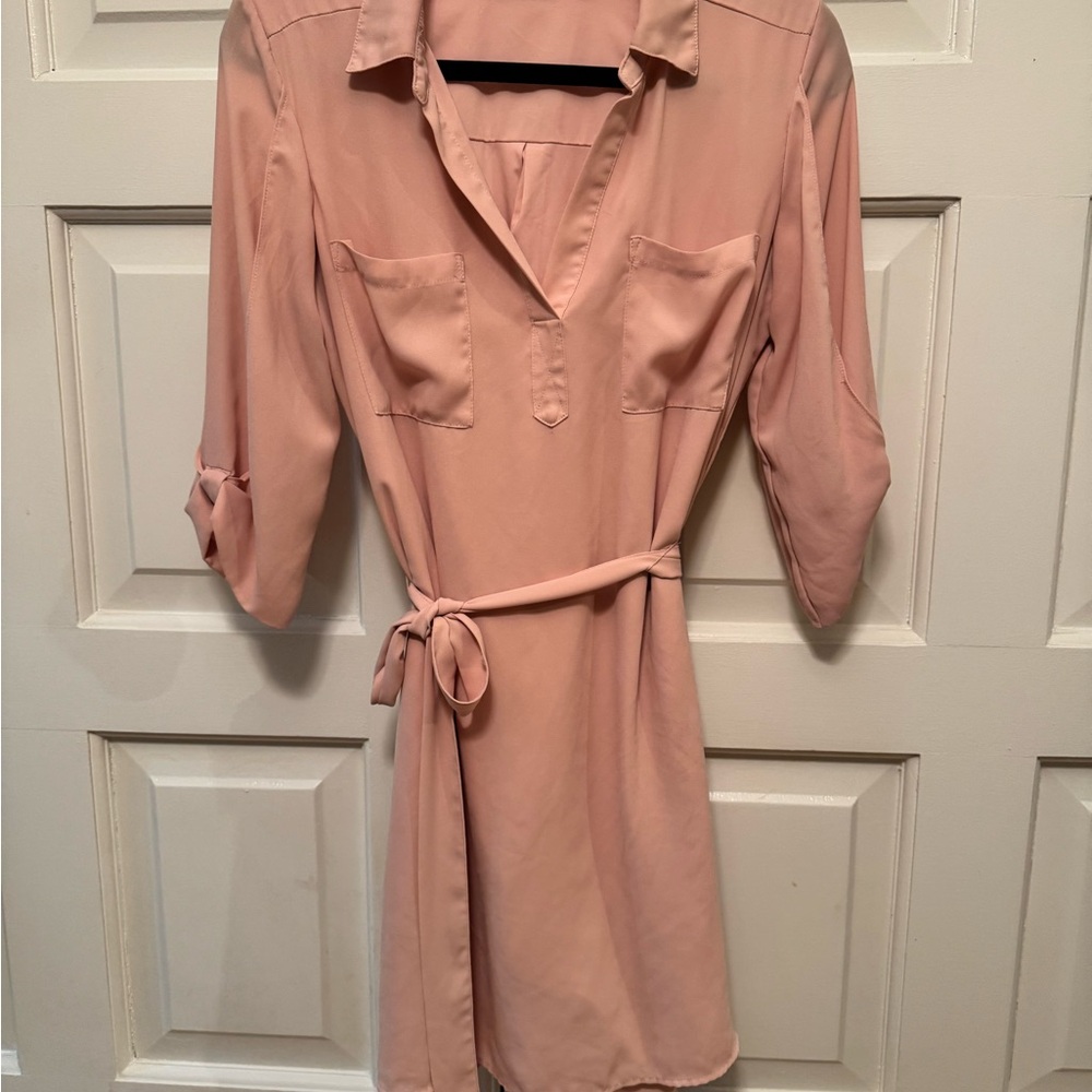 Blush Pink Shirt Dress